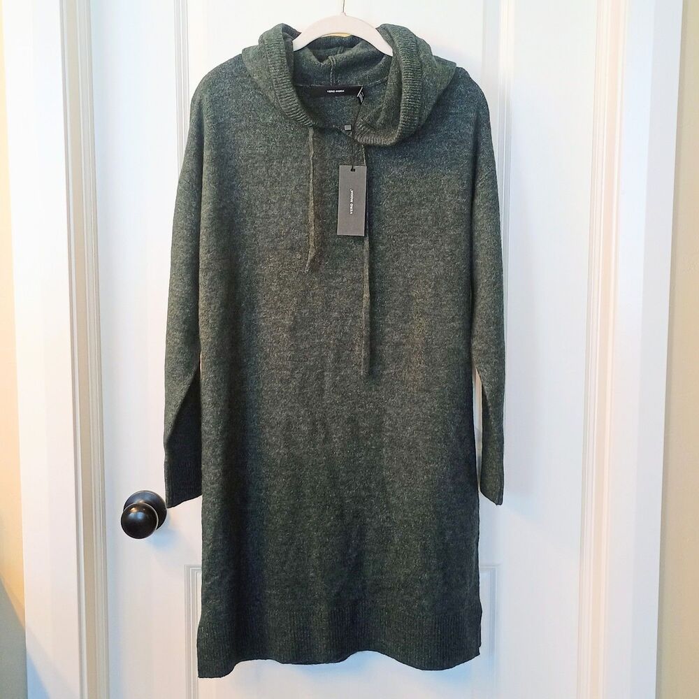 Vero Moda Green Hooded Long Sleeve Sweater Dress Size Small